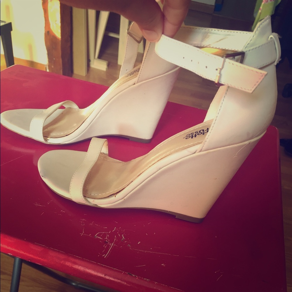White leather ankle strap